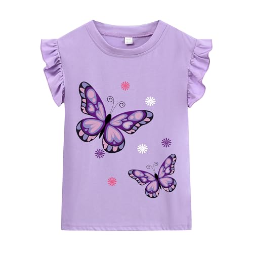 Girls Short Sleeve Shirts Casual Toddler Ruffle T Shirt Kids Bee Tank Top Mermaid Ice Cream Summer Crewneck Tees 2-7 Years