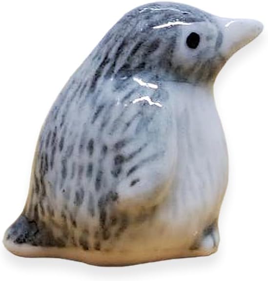WitnyStore Tiny ½ Inch Gray African Penguin Baby Chick Figurine - Miniature Hand Made Ceramic Aquatic Flightless Marine Bird Antarctic Polar Animals Porcelain Decorative Collectible Figure Décor Gifts image 5