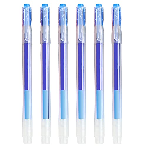 Ezigoo Boligrafos Borrables Punta 0.7 mm de Tinta Recargable Azul Gel Bolígrafo para el Colegio, Universidad y Oficina con Doble Goma Incorporada y Agarre Ergonómico, Surtidos 6 Uds Cover