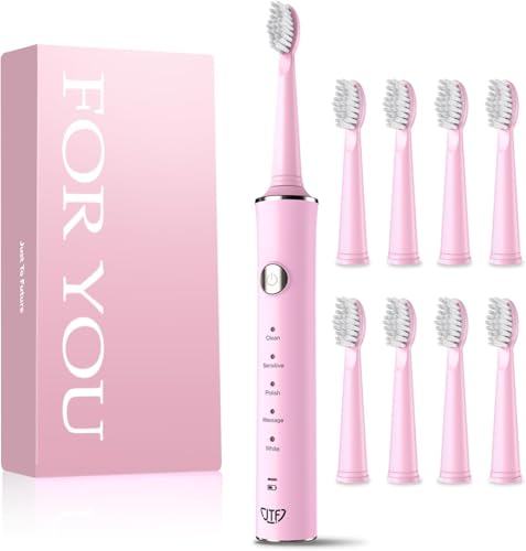 JTF Sonic Electric Toothbrush and Kids: 8 Brush Heads,
