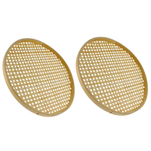 EXAOMBLE 2個 竹製点収納プレート 多機能編み込みバスケット キッチンちりとり おしゃれでシンプルなデザイン 結婚式や日常使いに 素材で手