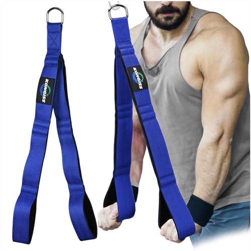 KONGISS Tricep Rope Cable Attachment Handles,Triceps Extension Straps Gym Equipment,Tricep Pull Down Rope for Push Downs, Crunches, Face Pulls for Gym & Home-Blue