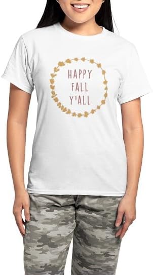 CafePress Happy Fall Y'all Women's Light Pajamas Women's Novelty Cotton Pajama Set, Comfortable PJ Sleepwear