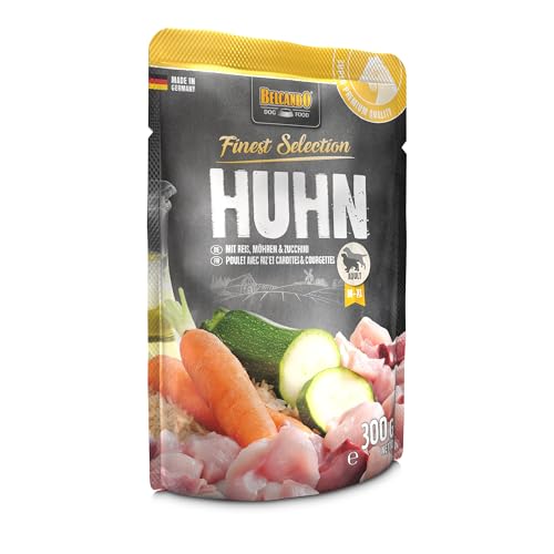 BELCANDO Frischebeutel [6x300g Huhn & Reis mit Zucchini & Möhren] | Nassfutter für Hunde | Feuchtfutter Alleinfutter im Einzelportionsbeutel