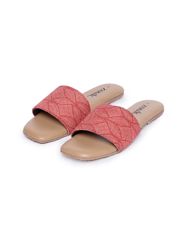 Image of ZOUK Womens Shimla Freesia Casual Flats RedFlat Sandal