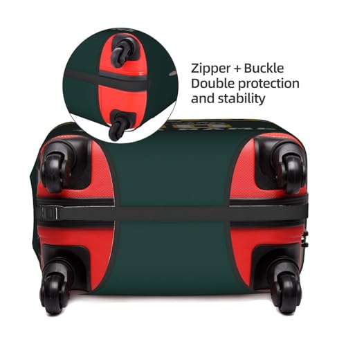 Image of Custom Green Bay Luggage Cover Personalized Football Style Suitcase Cover with Name Number Customized Washable Elastic Sports Travel Suitcase Protector for Business Vacation Gifts