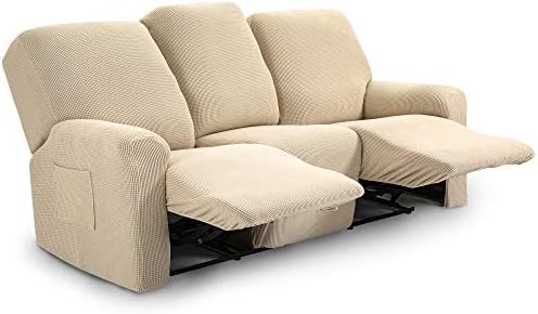 TIANSHU Stretch Recliner Covers, Recliner Chair Slipcovers,1 Piece Furniture Cover For Recliner Couch Cover With Remote Pocket (Recliner, Gray)