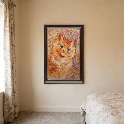 Chat roux Louis Wain impression sur toile 20x30 cm cadre suspendu - 3