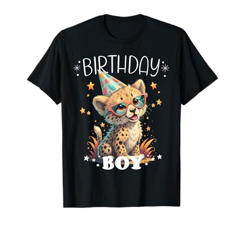 誕生日 男の子 赤ちゃん チーター 居心地の良い 野生動物園 サファリ スクワッド パーティー Tシャツ