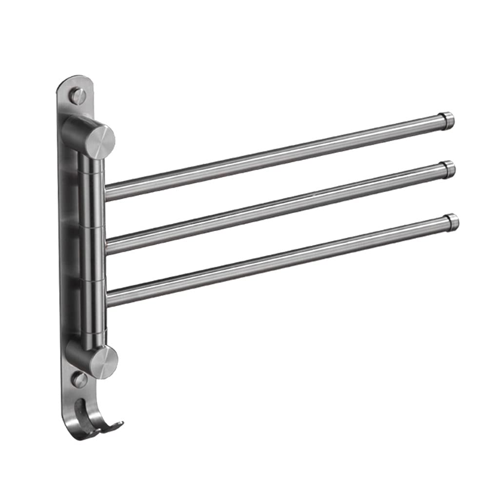 Porte-serviette flexible rotatif en acier inox à fixation murale pour un séchage rapide