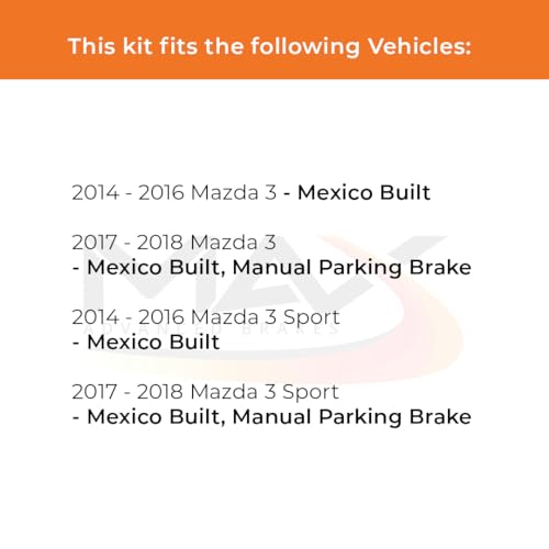 Image of MAX Advanced Brakes - Rear Brake Kit For 2014-2016 Mazda 3 (Mexico Built), 2017-2018 Mazda 3 (Manual Parking Brake, Mexico Built)| Carbon Ceramic Brake and Rotor Kit| Coated Cross-Drilled Brake Rotors