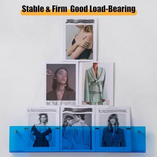 Wall-Mounted Clear Acrylic Magazine Rack - Literature Holder for Office, Church, Waiting Room, Kids Room & Coffee Shop - Stylish Brochure Display Organizer (L - 120cm)