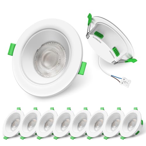 ALUSSO 60° LED Downlights Ceiling 4W/6W/8W Ultra Slim Dimmable Recessed Ceiling Lights IP44 for Bathroom, 3000K Warm White 4000K Neutral White 6500K Cool White Adjustable, Round White 10 Pack