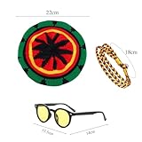 Belligern 3 Pcs Rasta Set, Knit Rasta Hat Jamaican Dreadlocks Wig with Yellow Glasses and Braided Bracelet, Funny Hats for Adults for Parties, Cosplay, Masquerade - Image 2