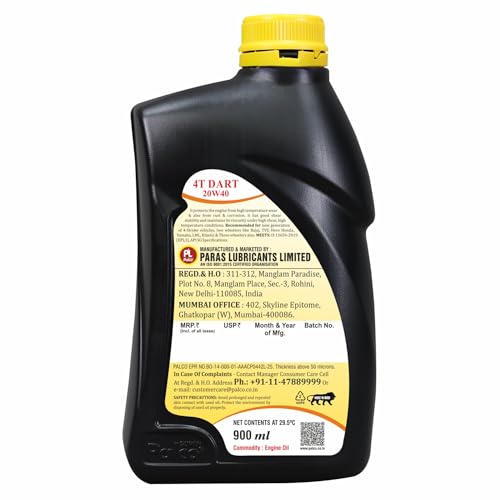 Image of PALCO 4T Dart 20W40 Bike Engine Oil 900ml (Pack of 1) 4 Stroke Engine Oil for Bikes, Multigrade API - SG Certified