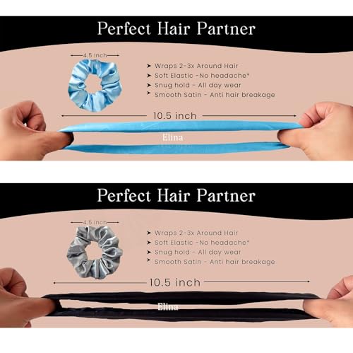Image of Elina 12 Pcs Luxury Satin Scrunchies Set Anti-Hair-Breakage, Silk Hair Ties Set For Girls, Women Elastic Rubber, Best Gift For Mom, Sister, Friends (Pack of 12)(Oceanic Multi Colors)