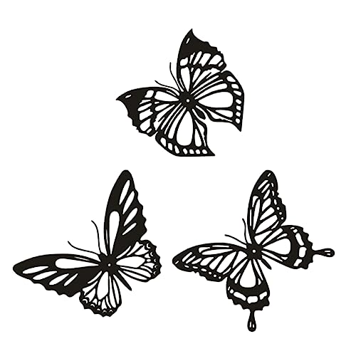 Papillons en fer de décoration murale 3 pièces ornements suspendus ajourés métal