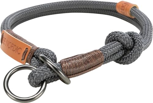 TRIXIE Zug-Stopp Hundehalsband BE NORDIC L dunkelgrau / braun – bequemes Hundehalsband für große & sehr große Hunde mit Zugbegrenzung - robust & elegant – 17281