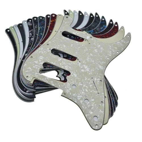 Image of Dopro 11-Hole ST /Strat HSS Guitar Pickguard Humbucking Pickup No screw holes for American Ultra Series Strats White Pearl