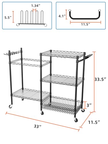 SINGAYE Weight Rack for Home Gym Yoga Mat Storage Racks for Dumbbells Kettlebells Foam Roller Yoga Strap and Resistance Bands Workout Equipment Storage Organizer With Hooks and Wheels