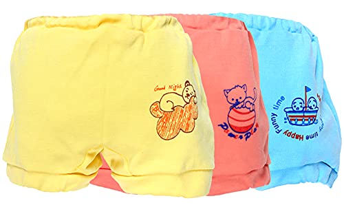 Image of MOM CARE Baby Cotton Panties Bloomers Drawer Girls Boys Unisex V Shape with Elastic Soft Pure Cotton for Baby Care Multi Colored(Combo Pack of 3)
