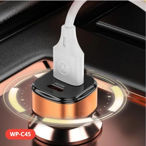 Image of WK LIFE BORN TO LIVE-Car Charger with Transparent A+C Fast Charging, Supporting PD 25W -Orange