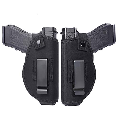 Anjilu 2 PC Universal Concealed Carry Holster, Inside or Outside The Waistband for Right and Left Hand Draw, Holster for Subcompact to Large Handguns,Black
