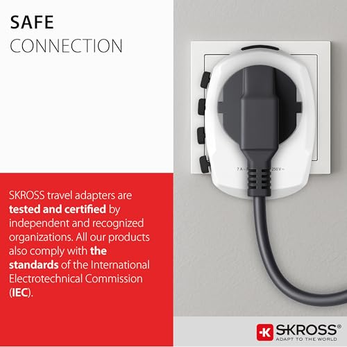 SKROSS - 1.103180 | Pro - World | Adaptateur de Voyage Universel pour Prise de Courant - Tension et Puissance 100V – 630W / 250V – 1575W. Protection Contre Les Chocs électriques – vue 6