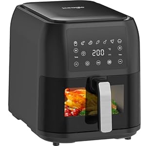 Iceagle XXL luchtfriteuse, 8,5 l, airfryer met kijkvenster, olievrije friteuse met touchscreen, 7 programma’s, 1700 W, timer, receptenboek, unieke mand voor grote gezinnen