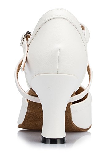 Honeystore Women's Synthetic Leather Closed-Toe Dance Shoes Criss Cross Ankle Strap4