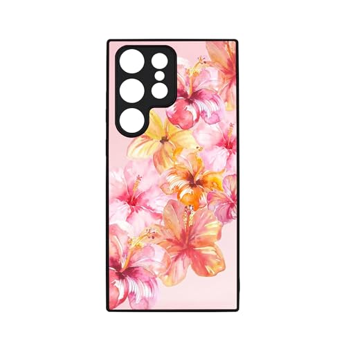 qizjio Summer Phone Case Shockproof Protective Hibiscus Floral Cover for Samsung Galaxy S23 Ultra