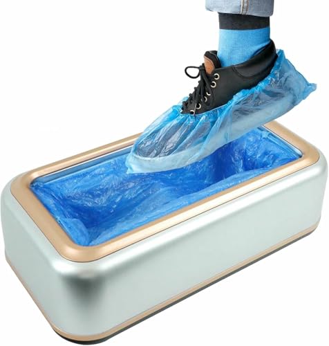 MNJVCFDS MáQuina Desechable para Cubiertas De Zapatos, Calzado Impermeable De PláStico Desechable, Dispensador De Cubiertas para Zapatos Manos Libres para Hoteles En El Hogar, Plateado