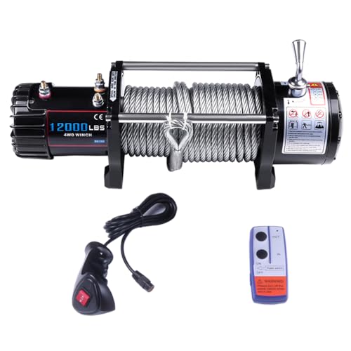 Winche Eléctrico 12V 12000LB Cuerda de Acero ECCPP miniatura 2