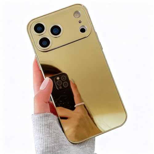 Coque miroir iPhone 17 Pro Max dorée LUVI en verre brillant de luxe