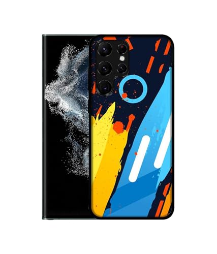 Image of Abstract Stripes Geometric Figures Design Premium 2D Printed Metal Back Case Cover for Samsung Galaxy S22 Ultra 5G