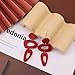 GELVTIC Leather Earrings for Women Retro 80s 90s Boho Dangle Earrings Handmade Statement Colorful Big Lightweight Holiday Party Jewelry (EA137-Red)