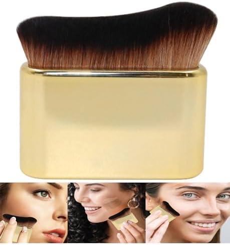 LALOCAPEYO Multi Functional Body Brush Soft Hair Beautifying Black Brush Big Flat Brush Powder Blusher Brush Foundation Make Up Brush Makeup Brush Makeup Tools Light Weight Durable (golden)
