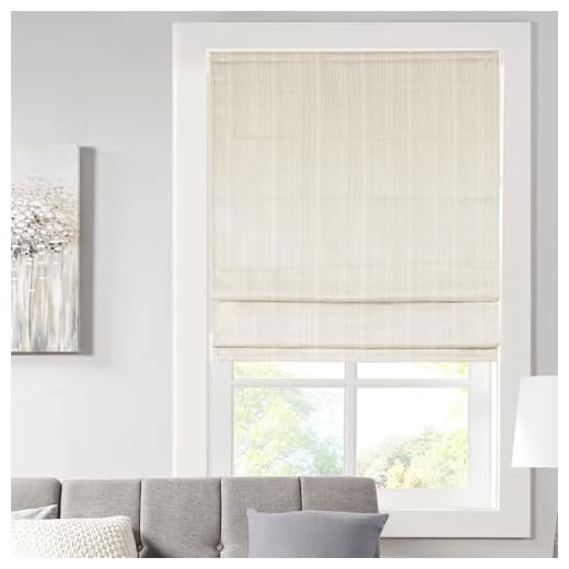Madison Park Galen Cordless Roman Shades - Fabric Privacy Single Panel Darkening, Energy Efficient, Thermal Insulated Window Blind Treatment, for Bedroom, Living Room Decor, 35" x 64", Ivory