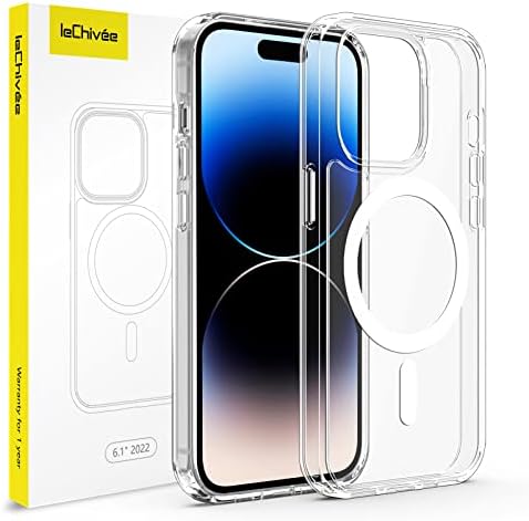leChivée Magnetic Crystal Clear Designed for iPhone 14 Pro Case Compatible With MagSafe, Drop Protection Anti-Yellow Scratch Resistant Hard Back Slim Thin Phone Cover Case for iPhone 14 Pro 6.1