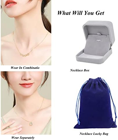 jagosen Four Leaf Clover Necklace Foldable Clover Necklaces for Women Best Friend Heart Necklace Gifts for Women Girlfriend Valentine's Day Mother's Day