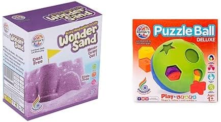 RATNA'S Wonder Sand 500 Grams for Play. Smooth Sand for Kids (Green 500 Grams), ONE Big Mould Inside Without Tray&Ratna's Educational Puzzle Ball for Kids 2 in 1.