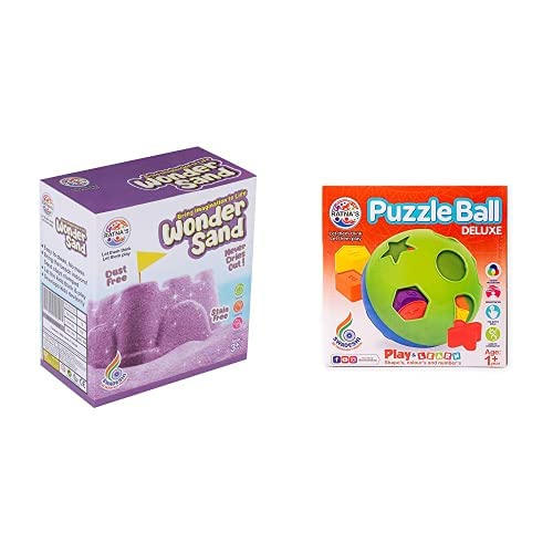 RATNA'S Wonder Sand 500 Grams for Play. Smooth Sand for Kids (Green 500 Grams), ONE Big Mould Inside Without Tray&Ratna's Educational Puzzle Ball for Kids 2 in 1.