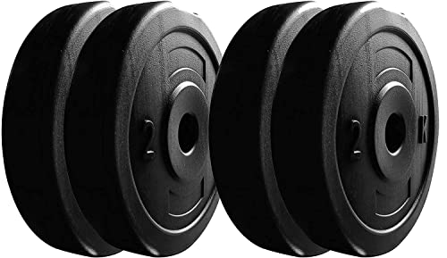 Image of VP.V.C Weight Plates, Filled with Concrete, Vinyl Standard Weights Plates, Set for Weight Lifting, Home Gym Fitness Workout (Color : Black) (Shape : Button)