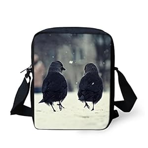 Schwarze Umh&auml;ngetasche, Handytasche mit Schultergurt, Raben oder Kr&auml;hen Paar | Taschen