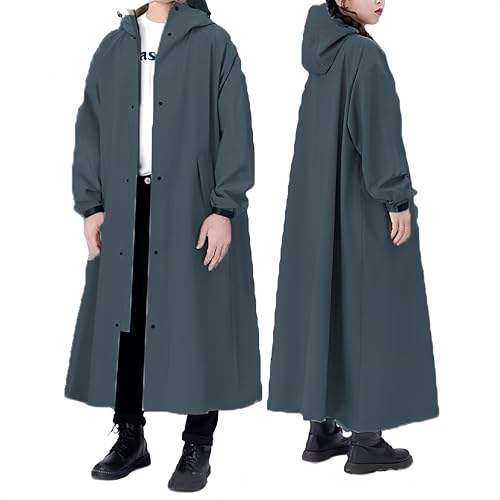 YYKSYDPT Manteau imperméable long, Veste de pluie homme et femme grande taille avec capuche et des poches à rabat pour Randonnée, Velo, Camping.