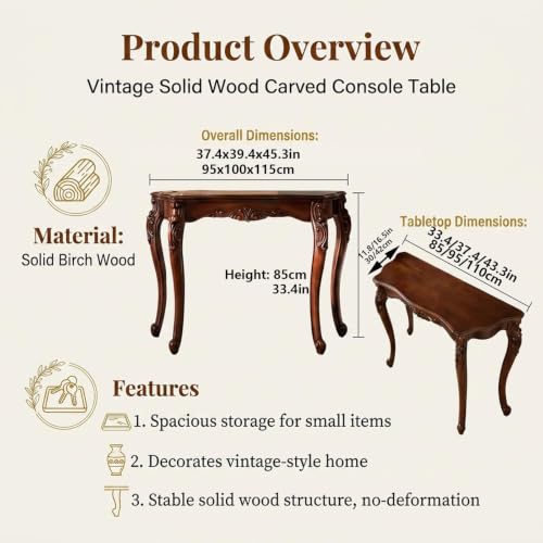 AYHARYLH Vintage Solid Wood Console Table,Semi-Circle Entryway Table, – vue 2