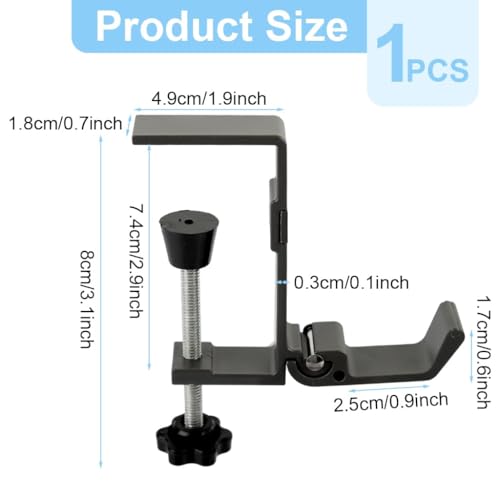 Image of Pack of 2 Folding Desk Bag Hook, Underdesk Headphone Stand, Metal Table Edge Hook for Handbag, Backpack & Purse, Portable Space-Saving Travel & Office Use (Type B)