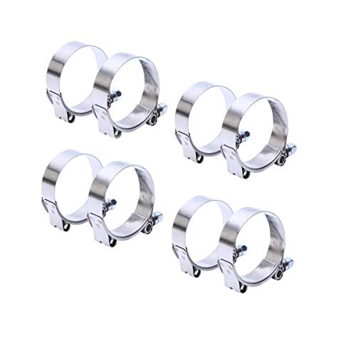 WISAUTO 67-75MM Stainless Steel T-Bolt Clamp for 2.5 ID Turbo Silicone Intercooler Hose Clamp Pack 8pcs (67-75MM for 2.5 ID)