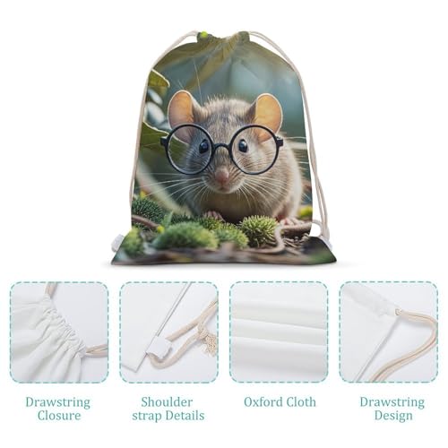 Guinea Mouse With Glasses Drawstring Backpack Gym Bag Lightweight Sackpack Gift for Hiking Travel Beach Shopping4