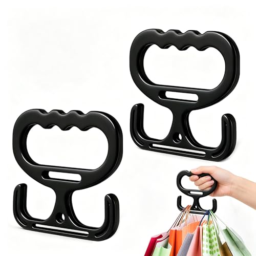 COSGOOLK Grocery Bag Holder Carrier 2-Pack, Multi-Purpose Heavy Duty Plastic Bag Holder Each Handle Holds Up to 80lbs, Comfortable Grip for Carrying Shopping Bags, Buckets & More